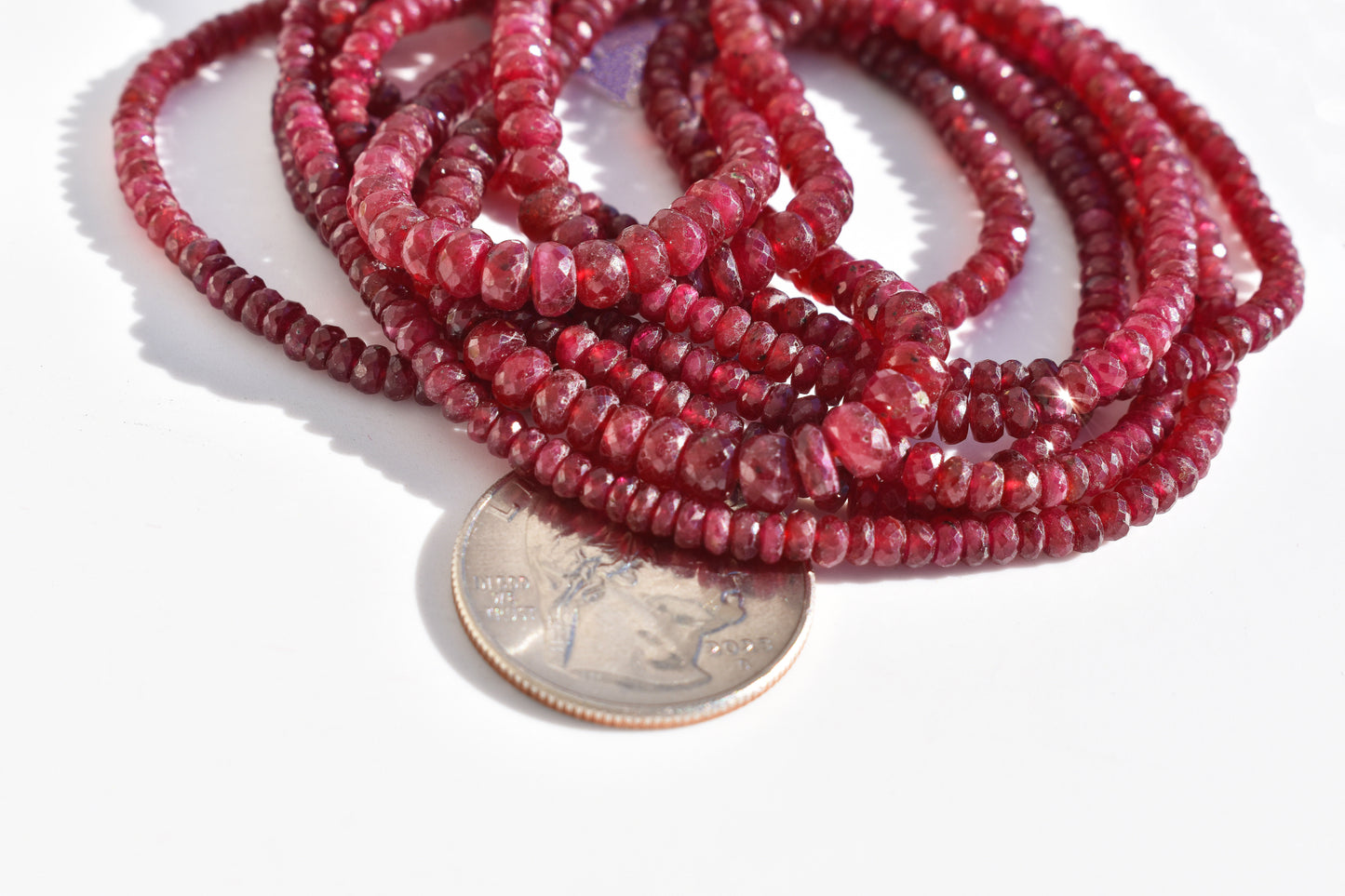 Ruby Rondelle Beads - Faceted Family 2.5-5mm