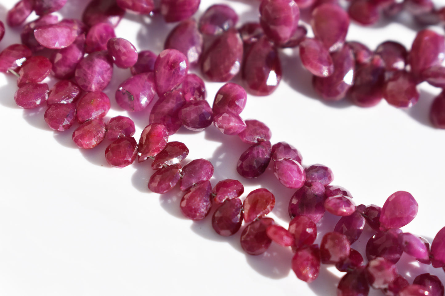 Ruby Beads - Pear Faceted Family 3.5-6mm