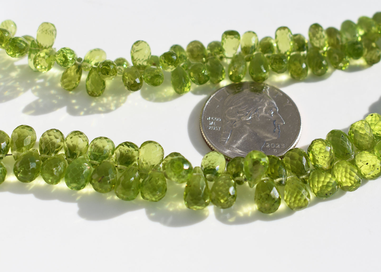 Peridot Beads - Faceted Drops - 3.5-5mm