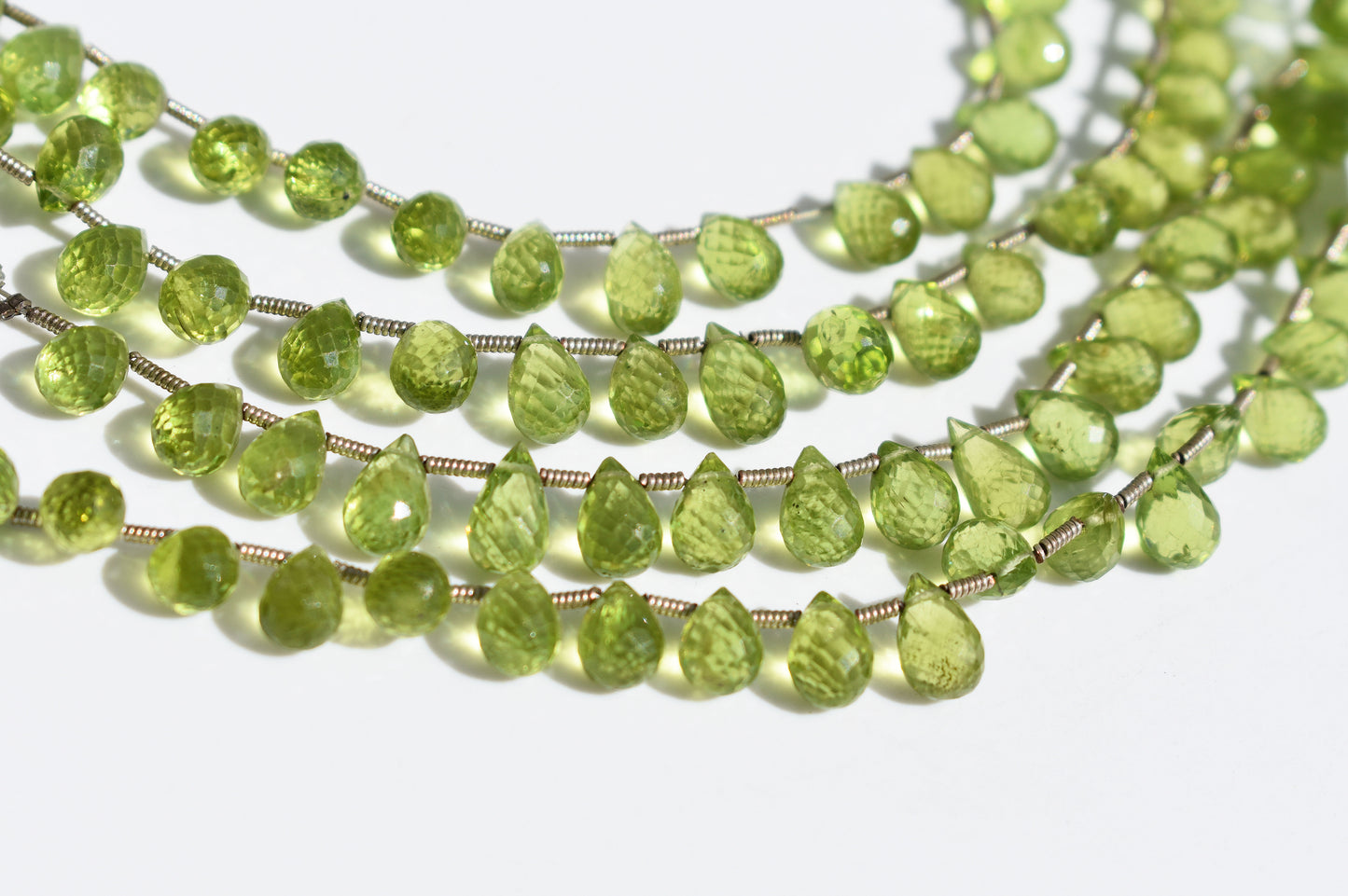 Peridot Briolette Drops - Faceted Beads - 5-5.5mm
