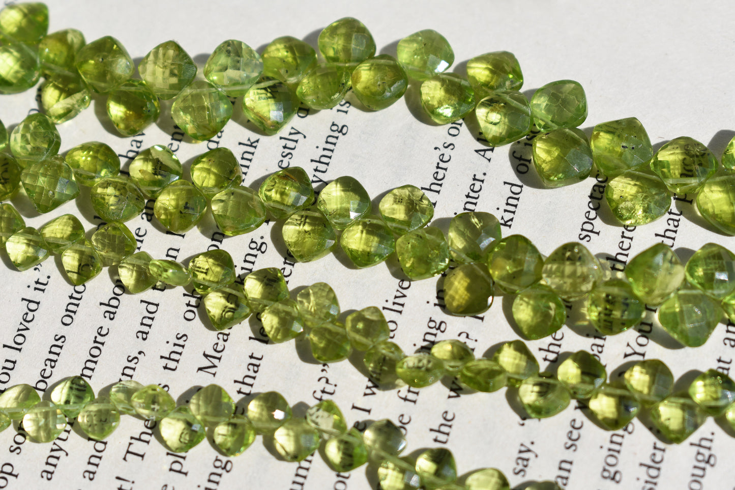 Peridot Square Cushion Beads - Diamond Faceted Family - 4.5-8.5mm