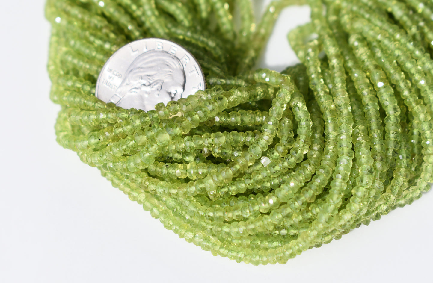 Peridot Rondelle Beads - Faceted 2.5-3mm