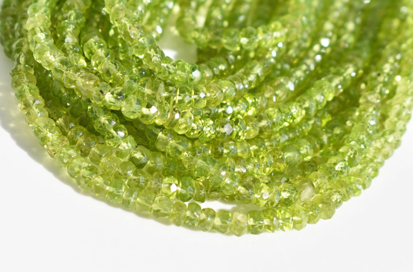 Peridot Rondelle Beads - Faceted 4-4.5mm