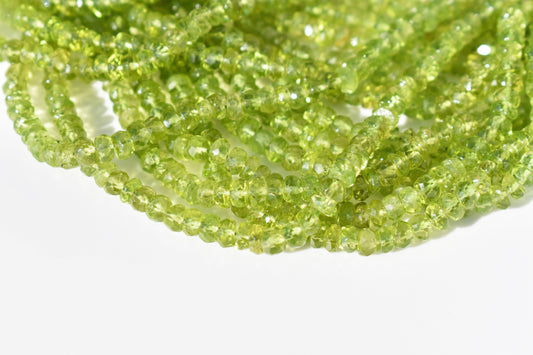Peridot Rondelle Beads - Faceted 4-4.5mm