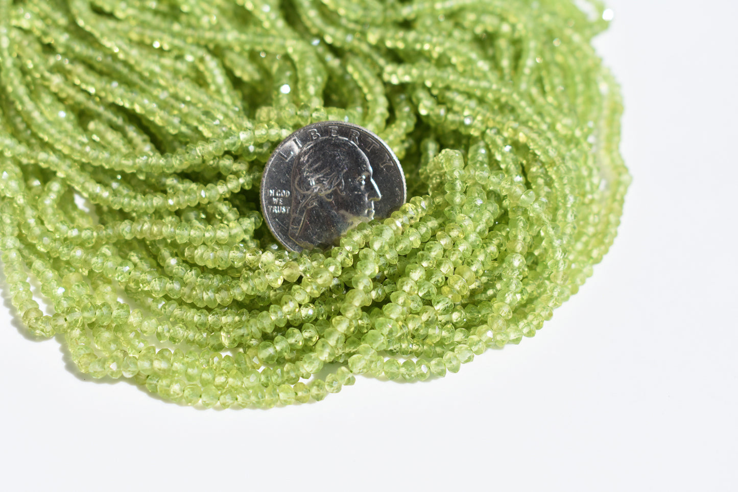 Peridot Beads - Faceted Rondelle 3mm