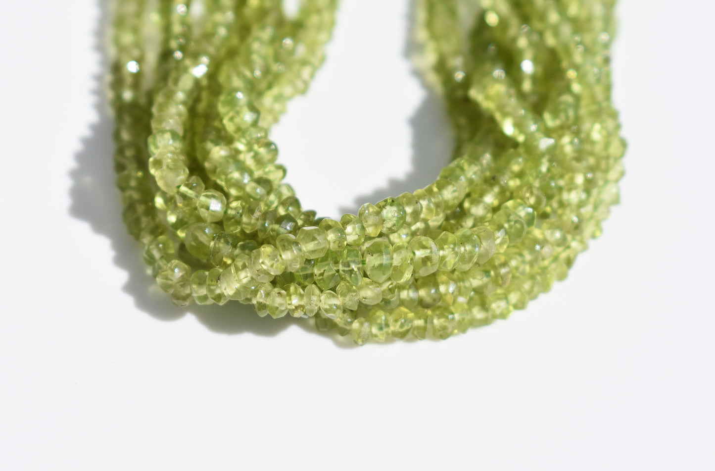 Peridot Beads - Faceted Rondelle 3-4mm