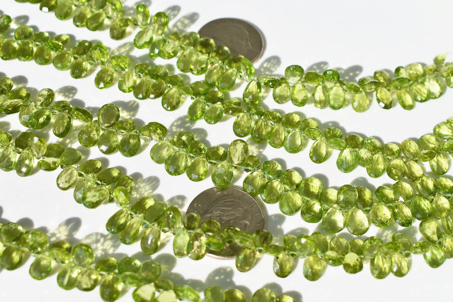 Peridot Beads - Faceted Pear Family 5-8.5mm