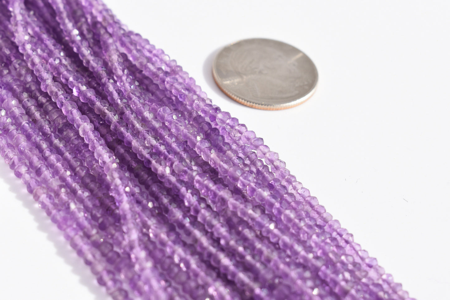 Amethyst Faceted Rondelle Beads 3mm