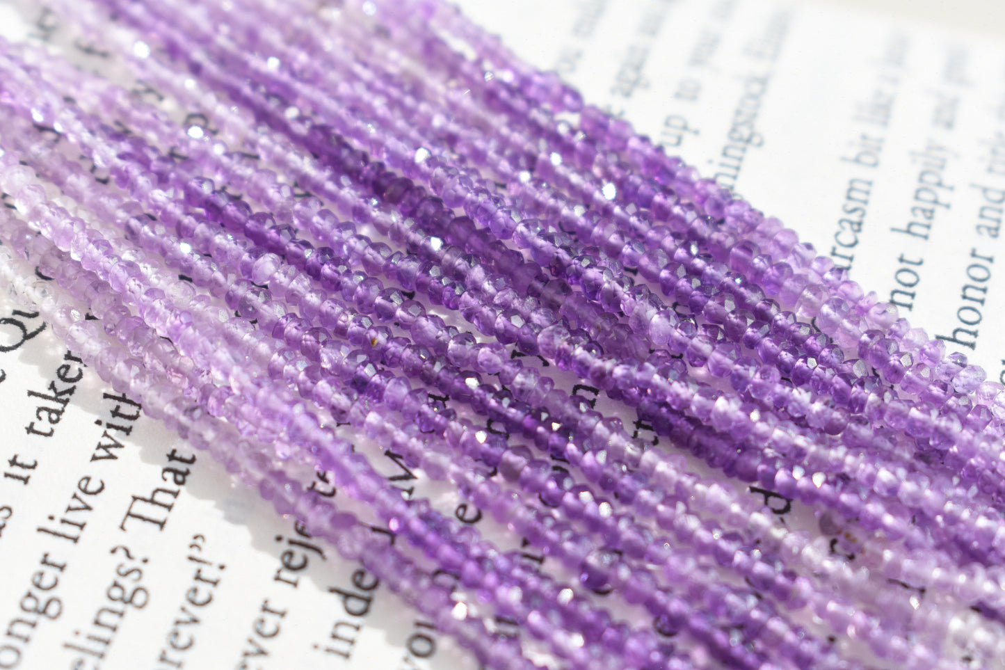 Amethyst Rondelle Ombre Faceted Beads 2mm
