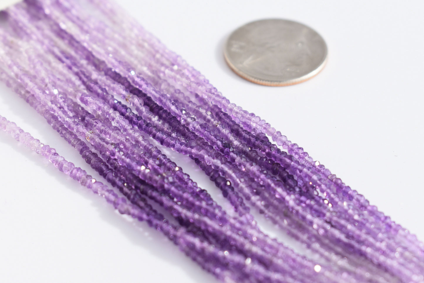 Amethyst Rondelle Ombre Faceted Beads 2mm