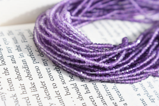 Amethyst Rondelle Faceted Beads 1.5-2mm Ombre