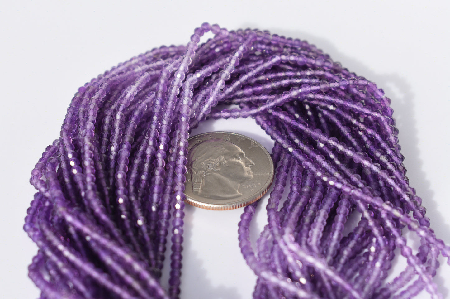 Amethyst Rondelle Faceted Beads 1.5-2mm Ombre