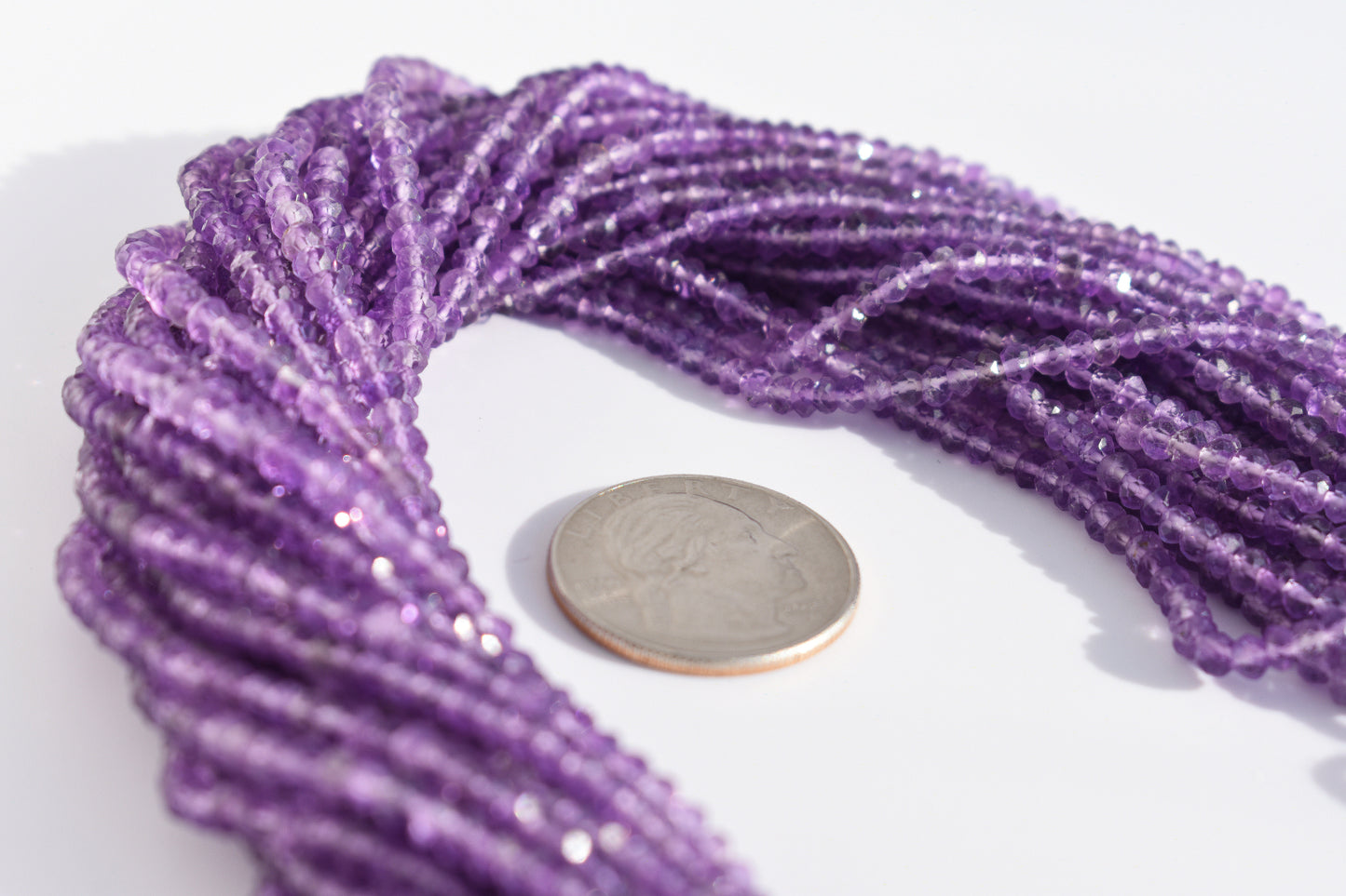 Amethyst Faceted Rondelle Beads 3mm