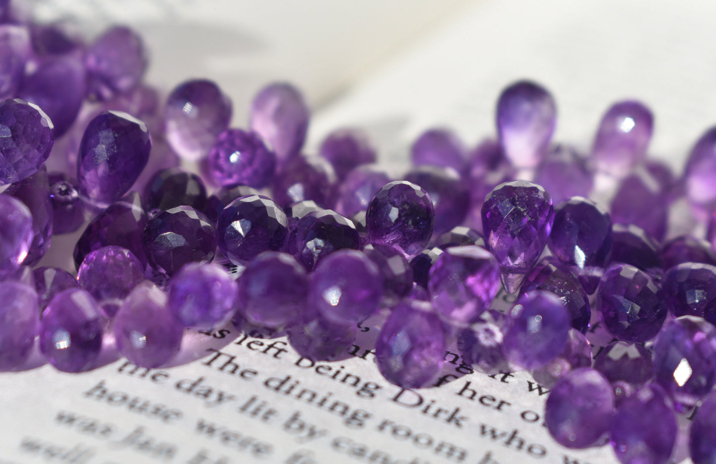 Amethyst Faceted Drop Briolette Beads 5-6.5mm