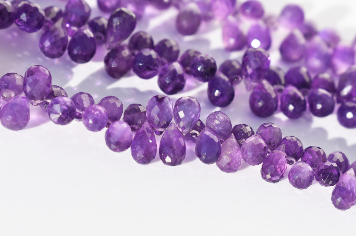 Amethyst Faceted Drop Briolette Beads 5-6.5mm
