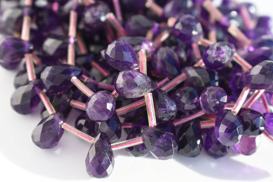 Amethyst Faceted Drop Beads 7mm