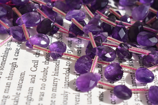 Amethyst Faceted Pear Beads 8mm