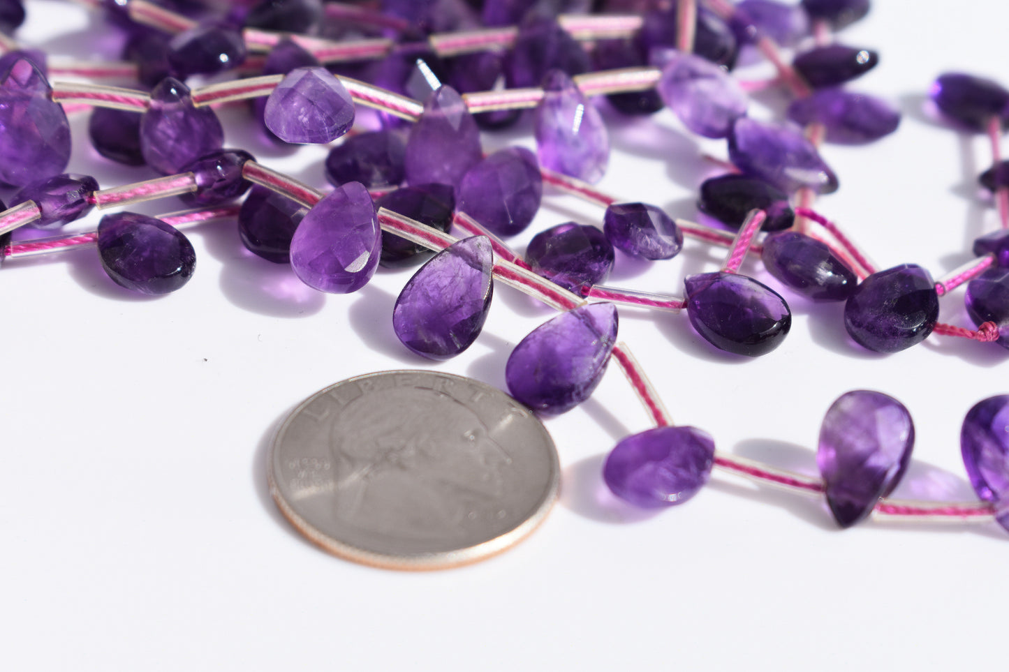 Amethyst Faceted Pear Beads 8mm