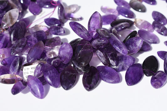 Amethyst Horse Eye Beads - Dark Purple Marquise