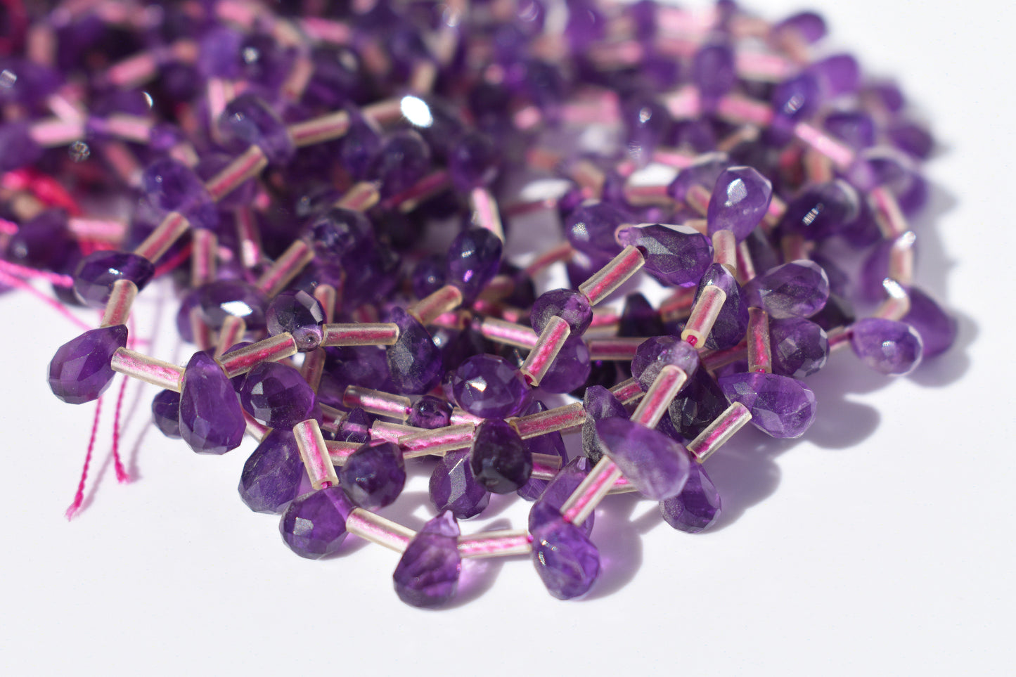 Amethyst Faceted Drop Beads 5x8mm
