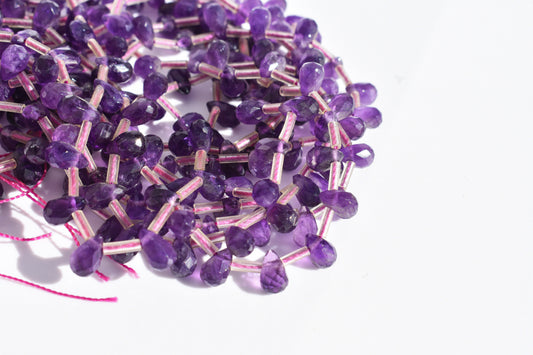 Amethyst Faceted Drop Beads 5x8mm