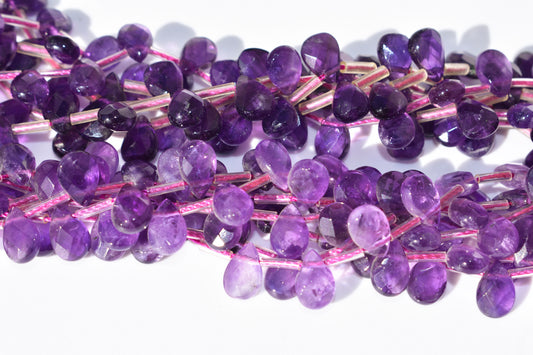 Amethyst Faceted Pear Beads 6x9mm