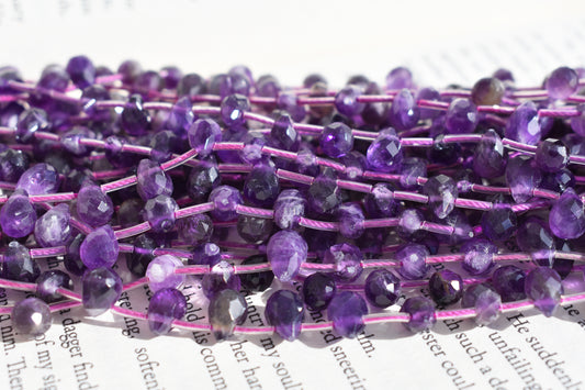 Amethyst Faceted Drop Beads 6x8mm