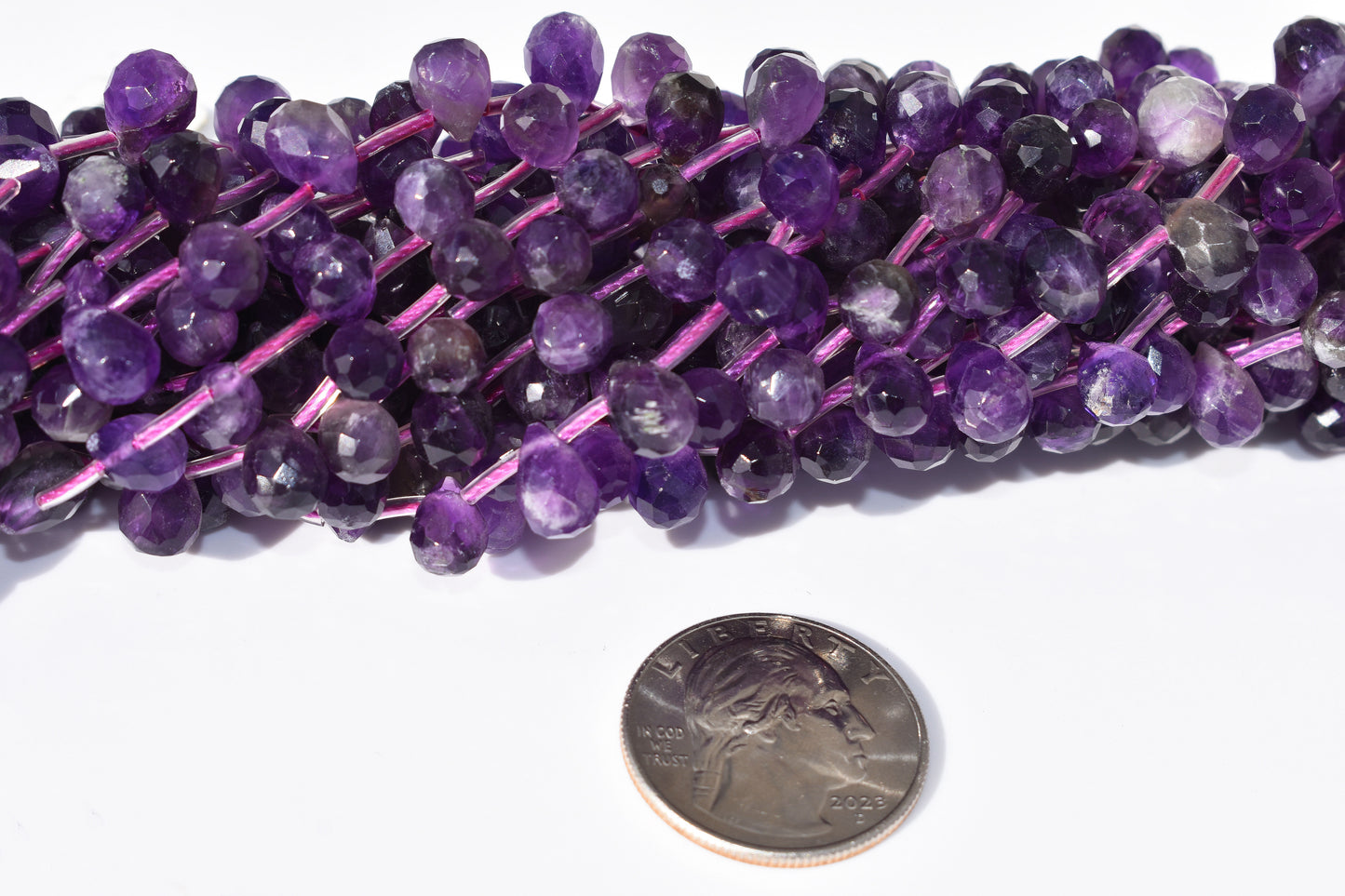 Amethyst Faceted Drop Beads 6x8mm