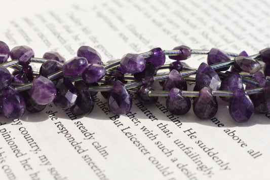 Amethyst Faceted Pear Beads 7x10mm