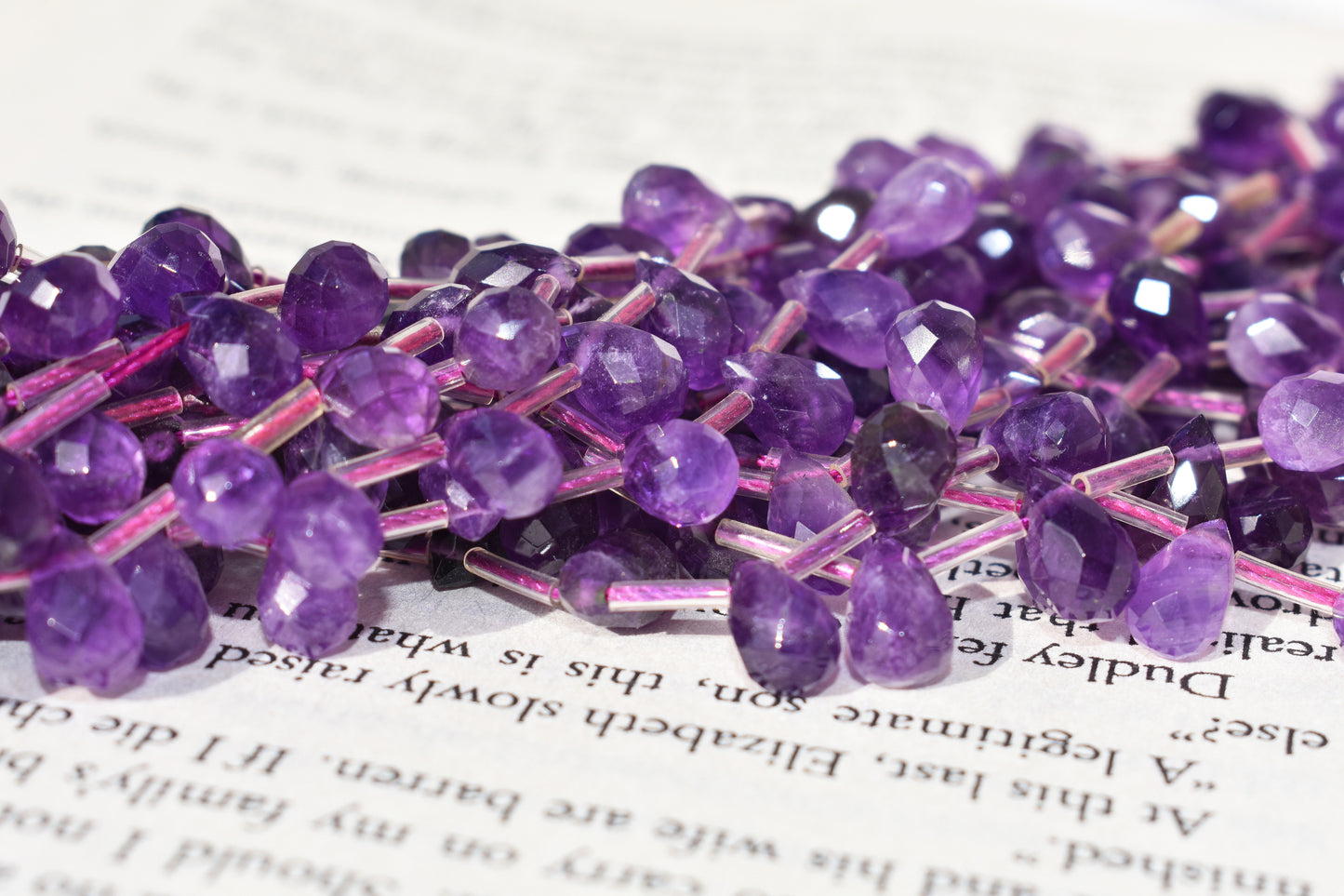 Amethyst Faceted Drop Beads 6x9mm