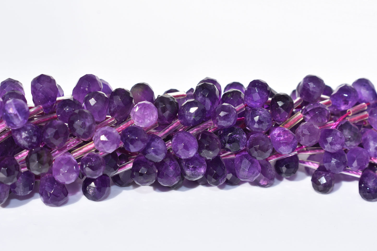 Amethyst Faceted Drop Beads 6x9mm