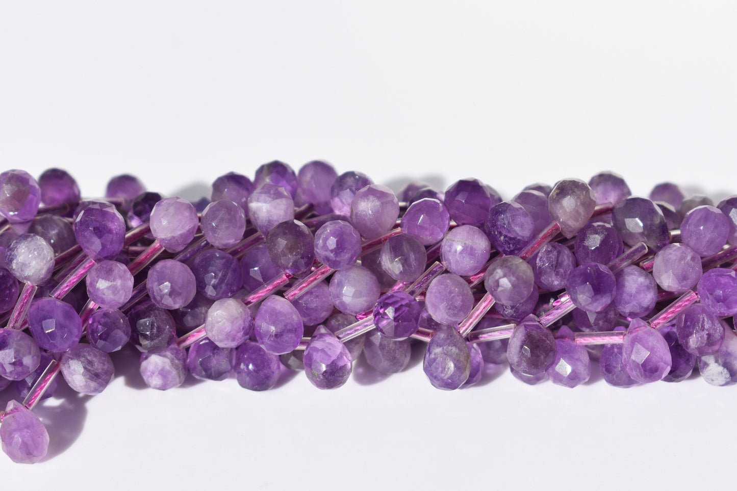 Amethyst Faceted Drop Beads 6x8mm - Milky Purple