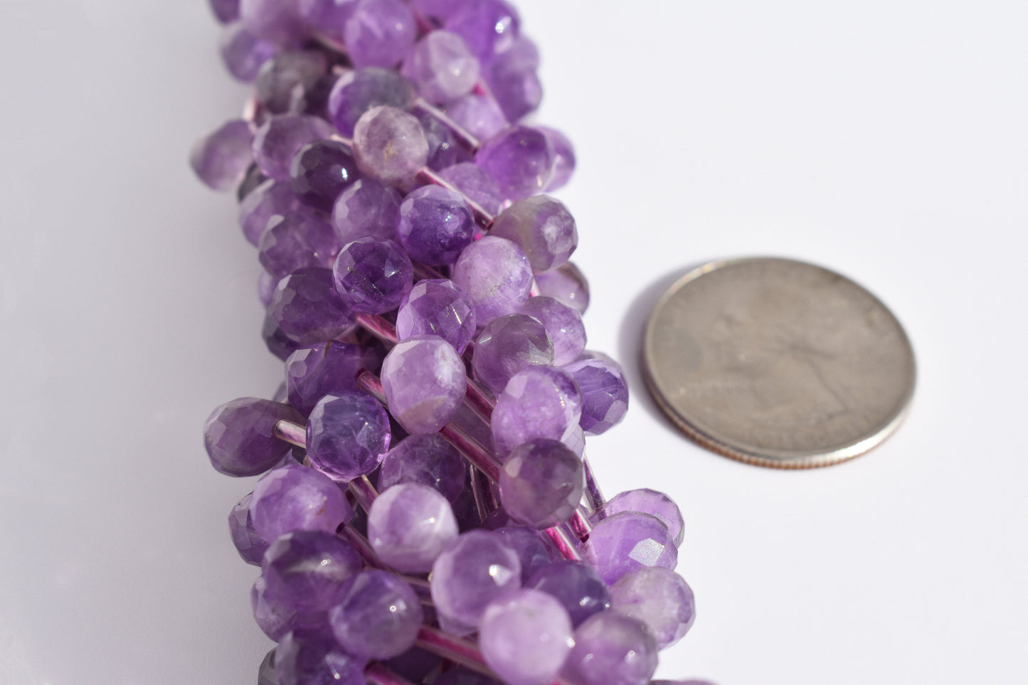 Amethyst Faceted Drop Beads 6x8mm - Milky Purple