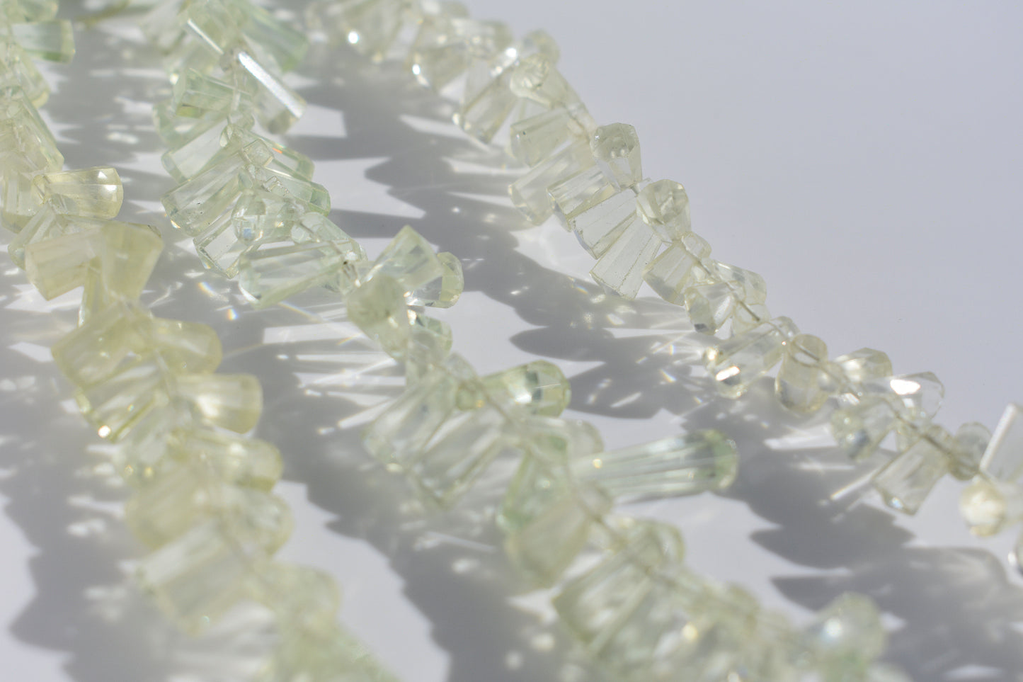 Green Amethyst Solid Cone Faceted Beads