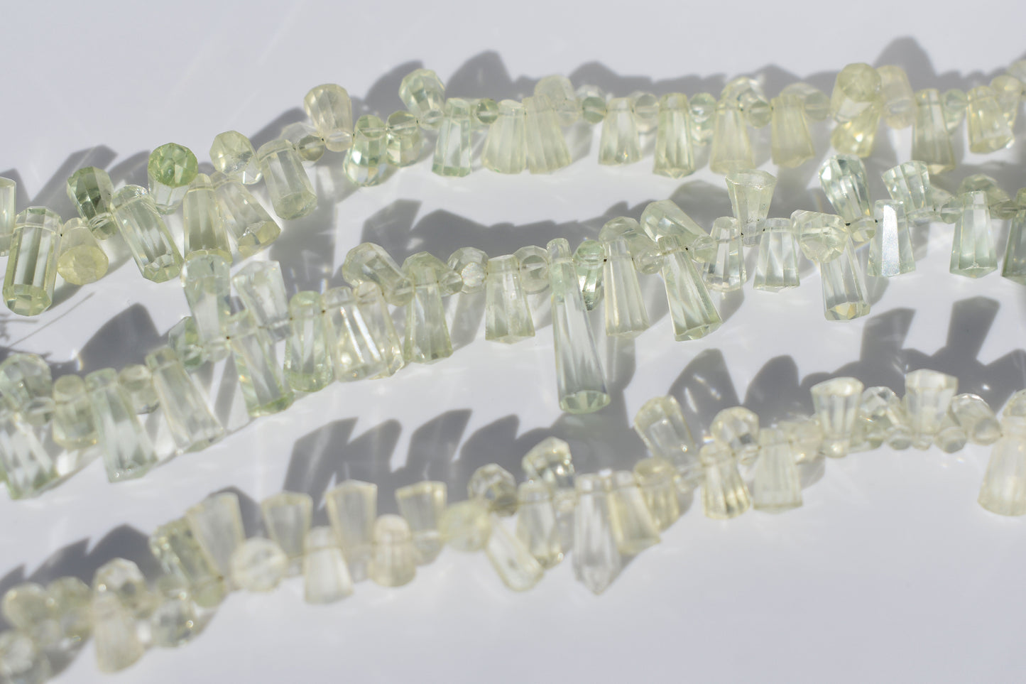 Green Amethyst Solid Cone Faceted Beads