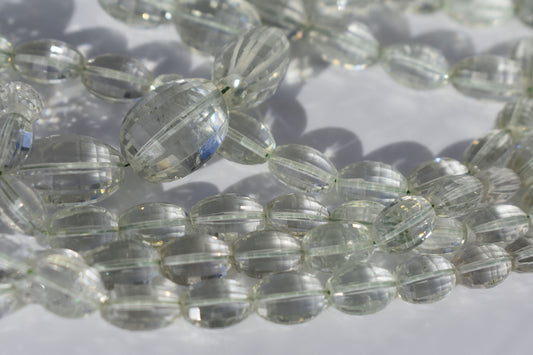 Green Amethyst Oval Faceted Graduated Beads