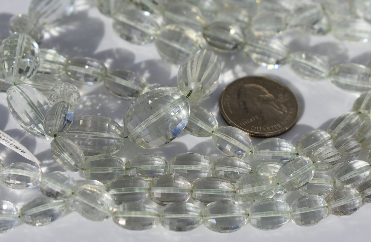 Green Amethyst Oval Faceted Graduated Beads