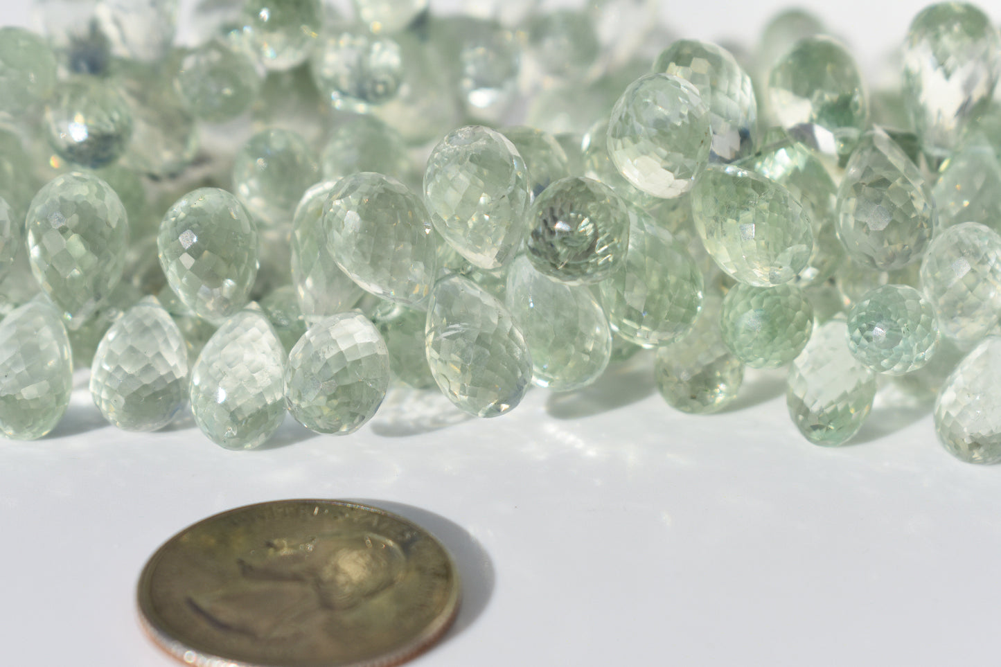 Green Amethyst Drop Beads - Dazzling Faceted Briolette Family
