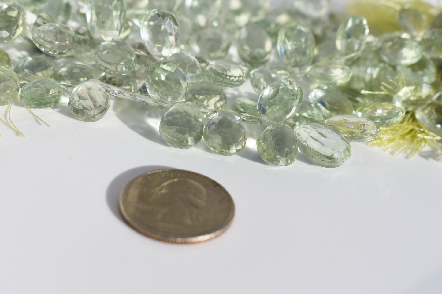 Green Amethyst Faceted Elongated Pear Beads