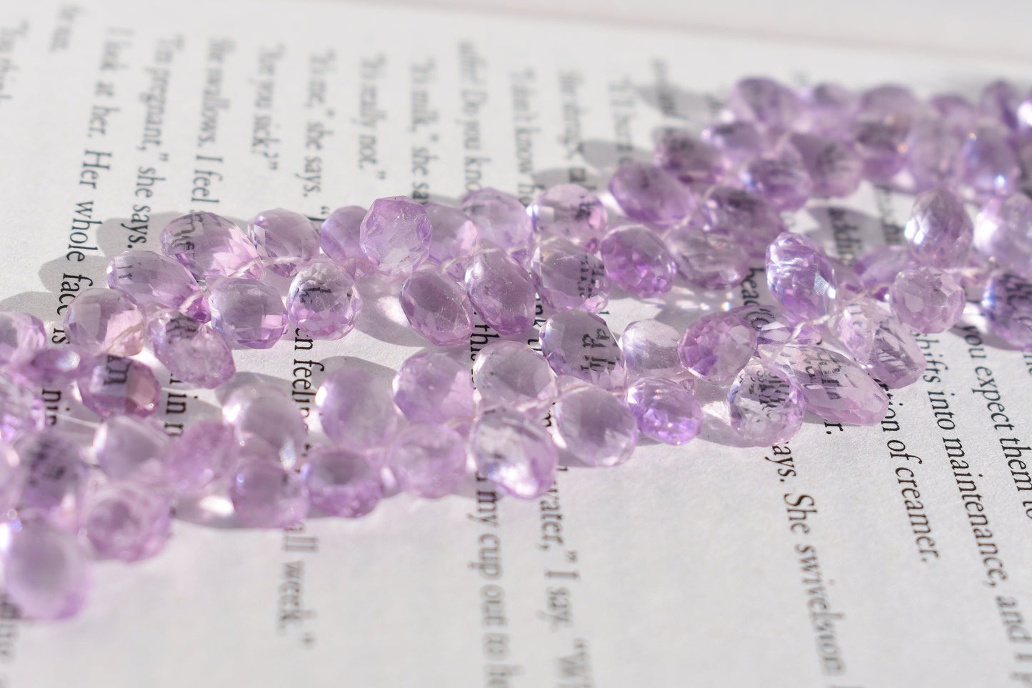 Amethyst Faceted Pear Beads 6mm - Light Purple