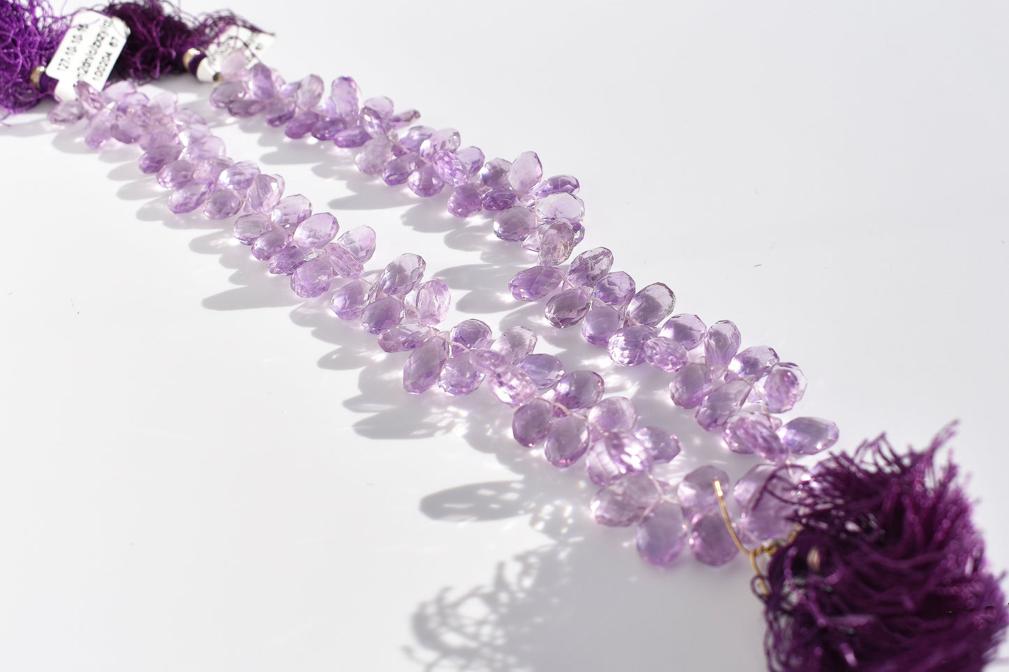 Amethyst Faceted Pear Beads 6mm - Light Purple