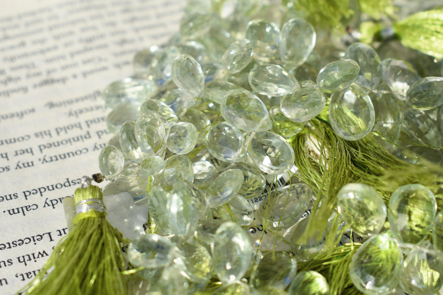 Green Amethyst Faceted Graduated Elongated Pear Beads