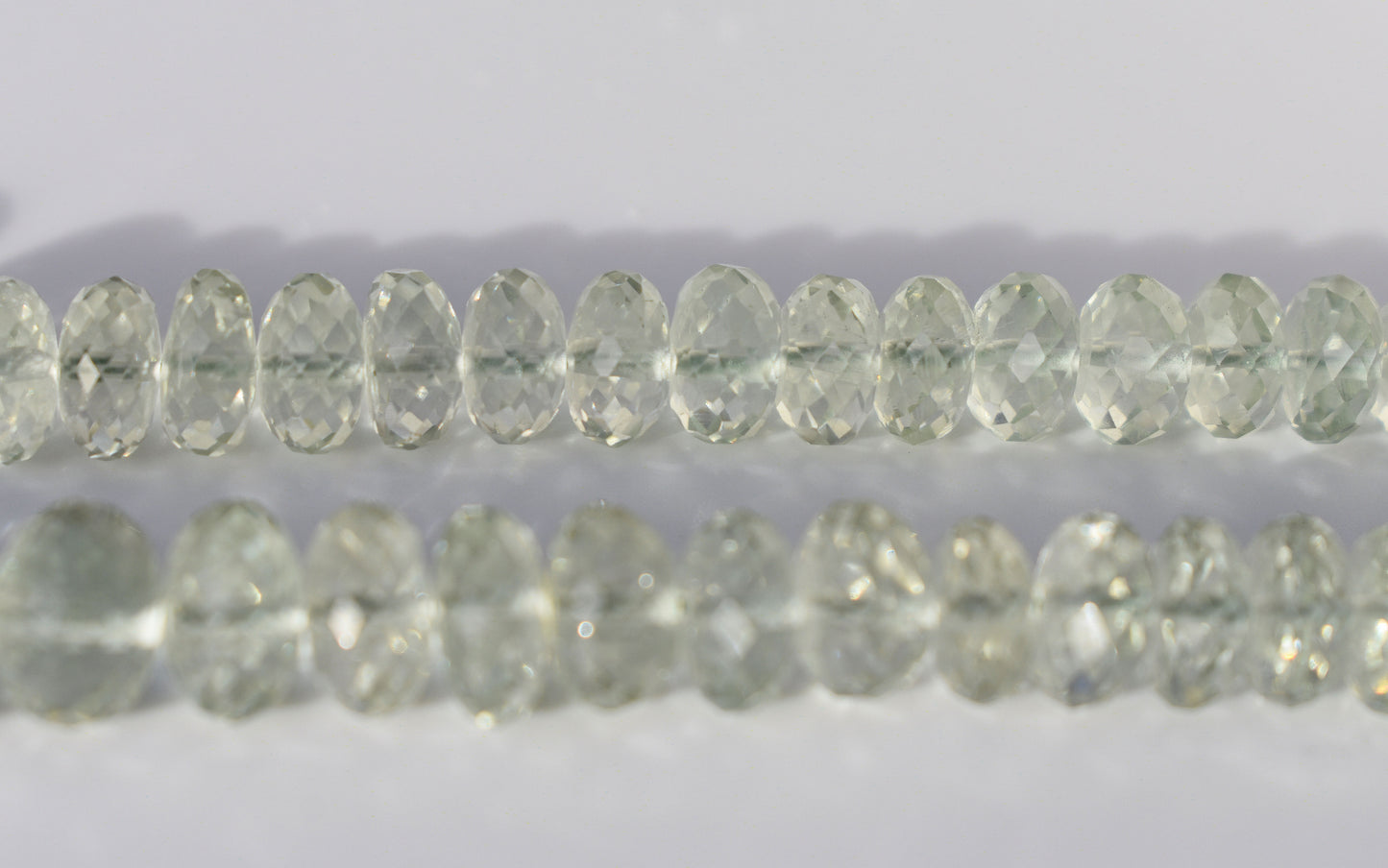 Green Amethyst Graduated Faceted Rondelle Beads