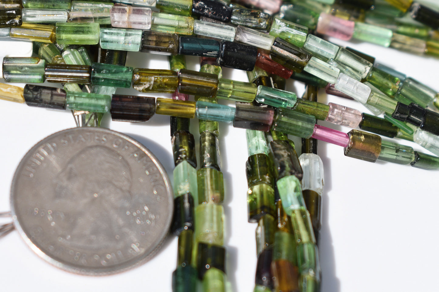 Tourmaline Tube Beads with Vertical Holes