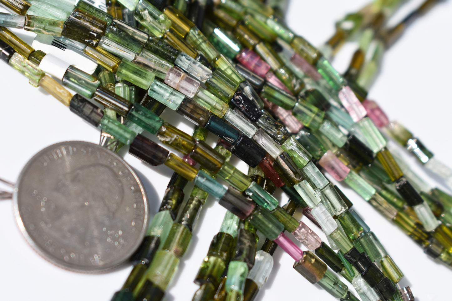 Tourmaline Tube Beads with Vertical Holes