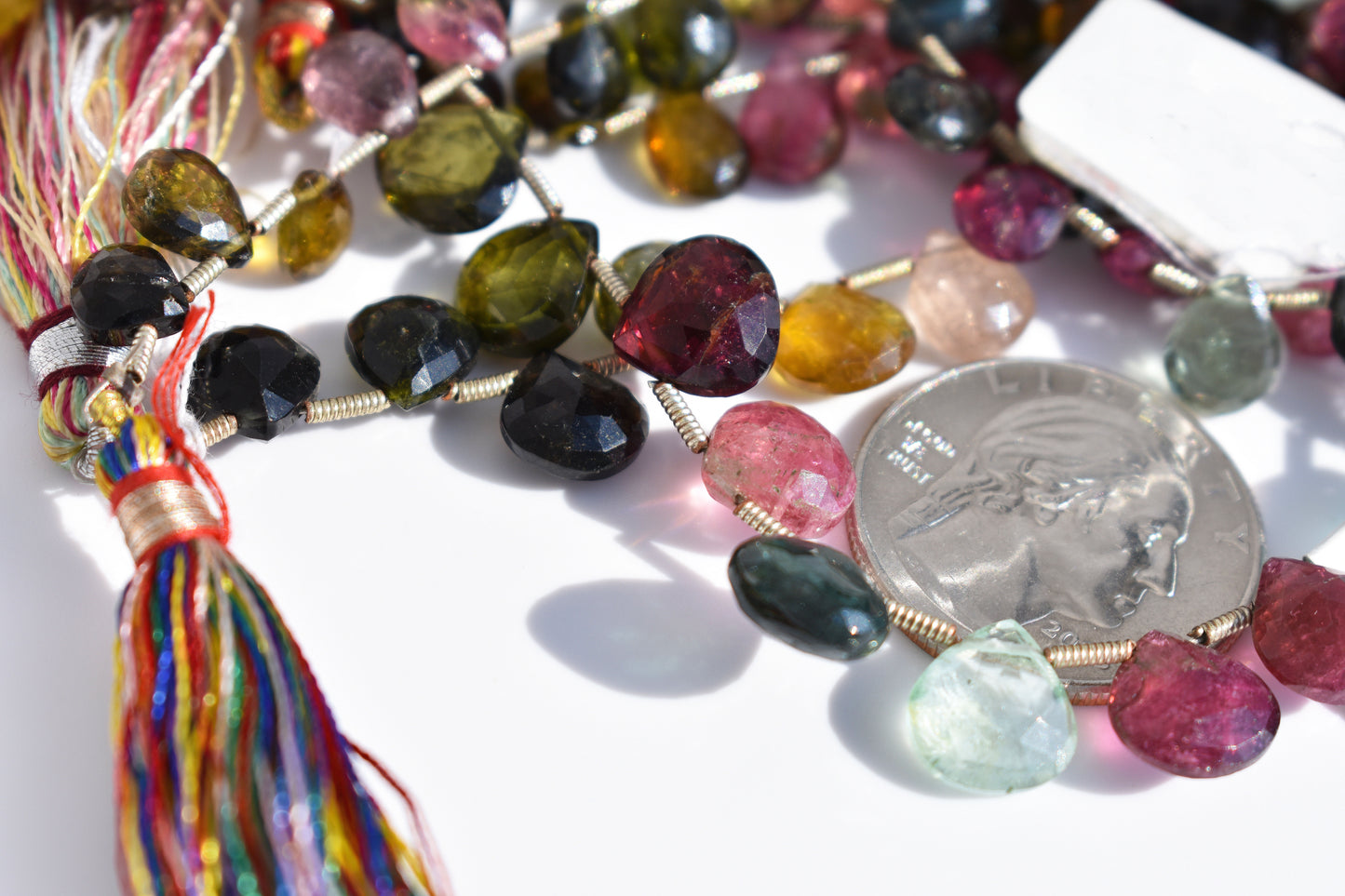 Multi- Color Tourmaline Pear Beads 5-9mm