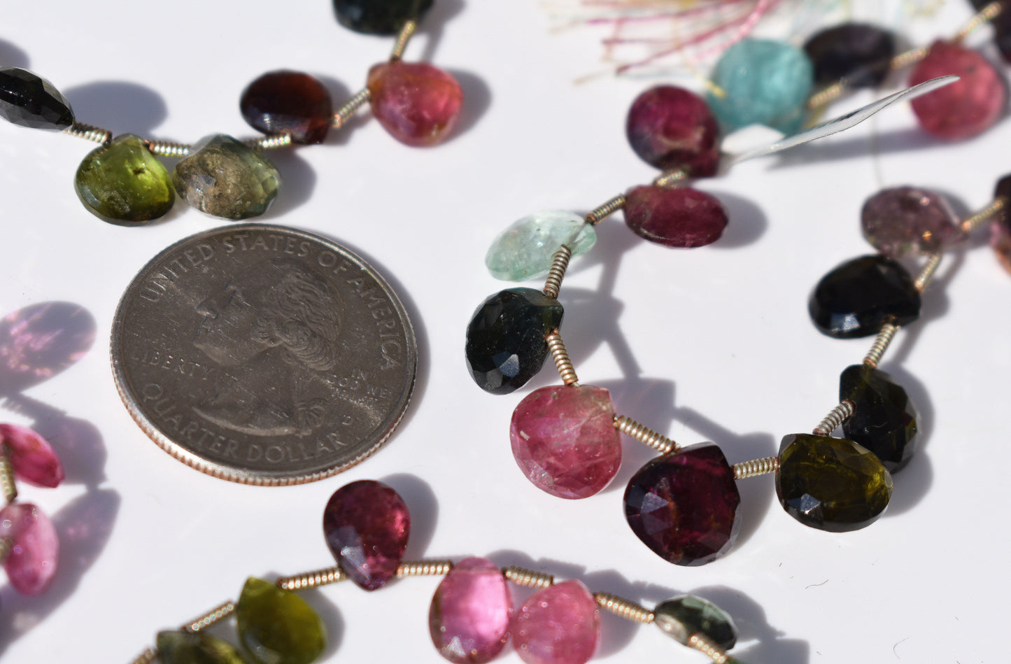 Multi- Color Tourmaline Pear Beads 5-9mm