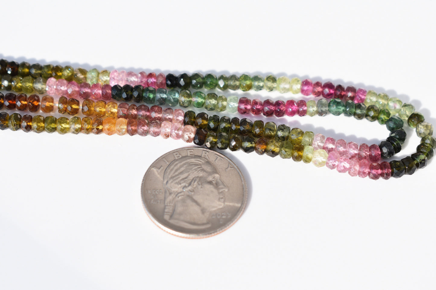 Tourmaline Rondelle Faceted Beads 3.5-4mm