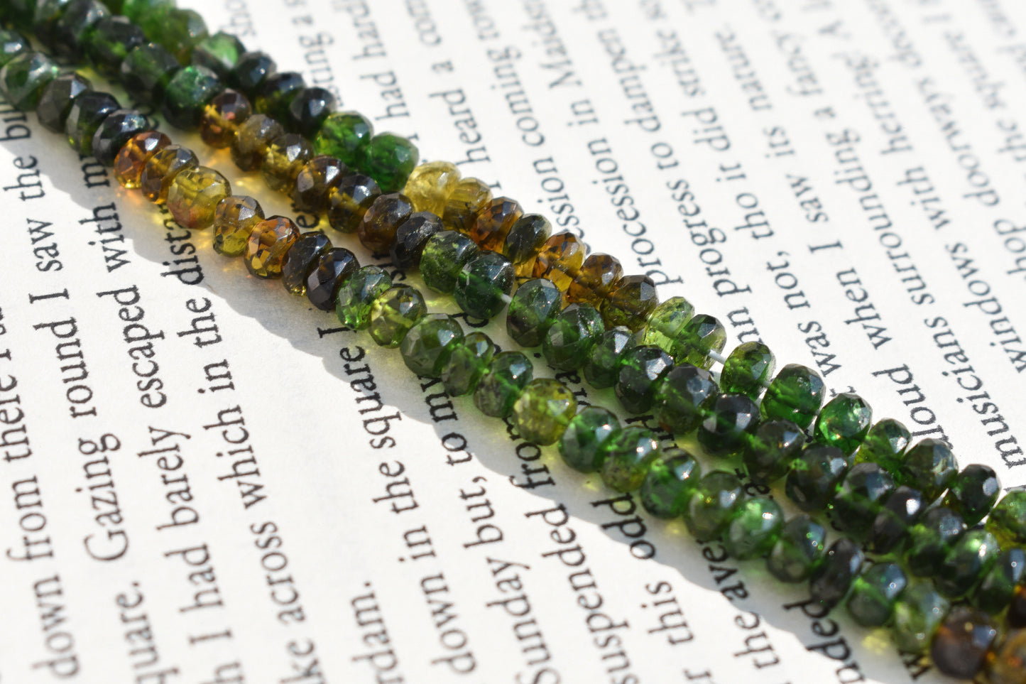 Tourmaline Rondelle Faceted Beads in Green & Olive