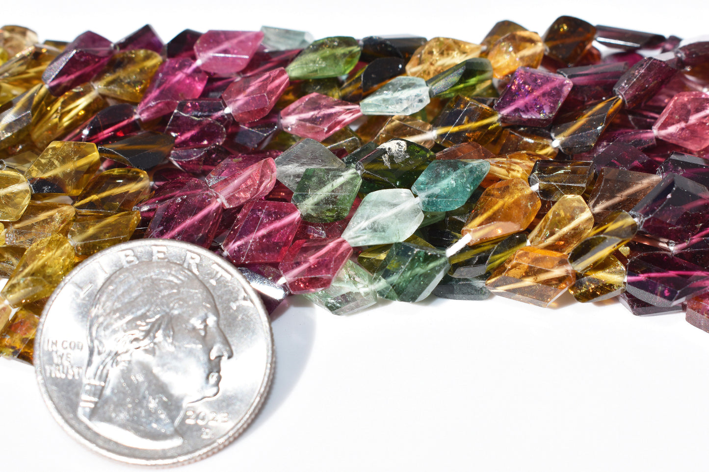 Tourmaline Faceted Beads - Twisted Diamond Family